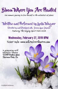Flyer for Bloom Where You Are Planted one-woman show